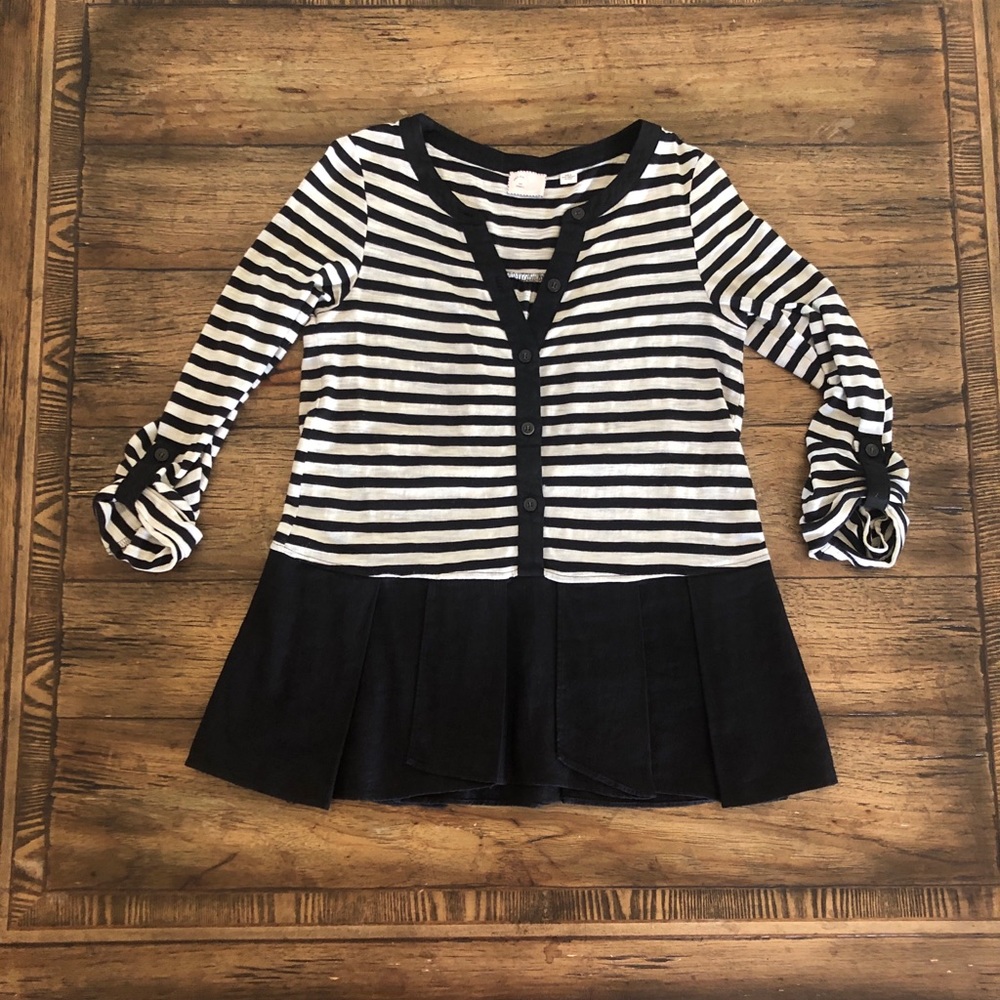 Anthropologie 9HI5 STCL Blk/White Striped Blouse